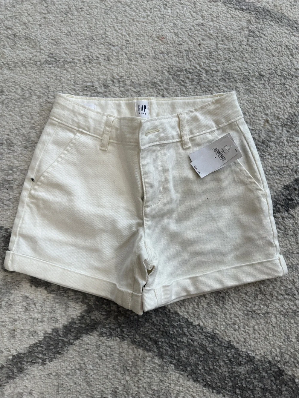 GAP Cream Cuffed High-Rise Jean Shorts